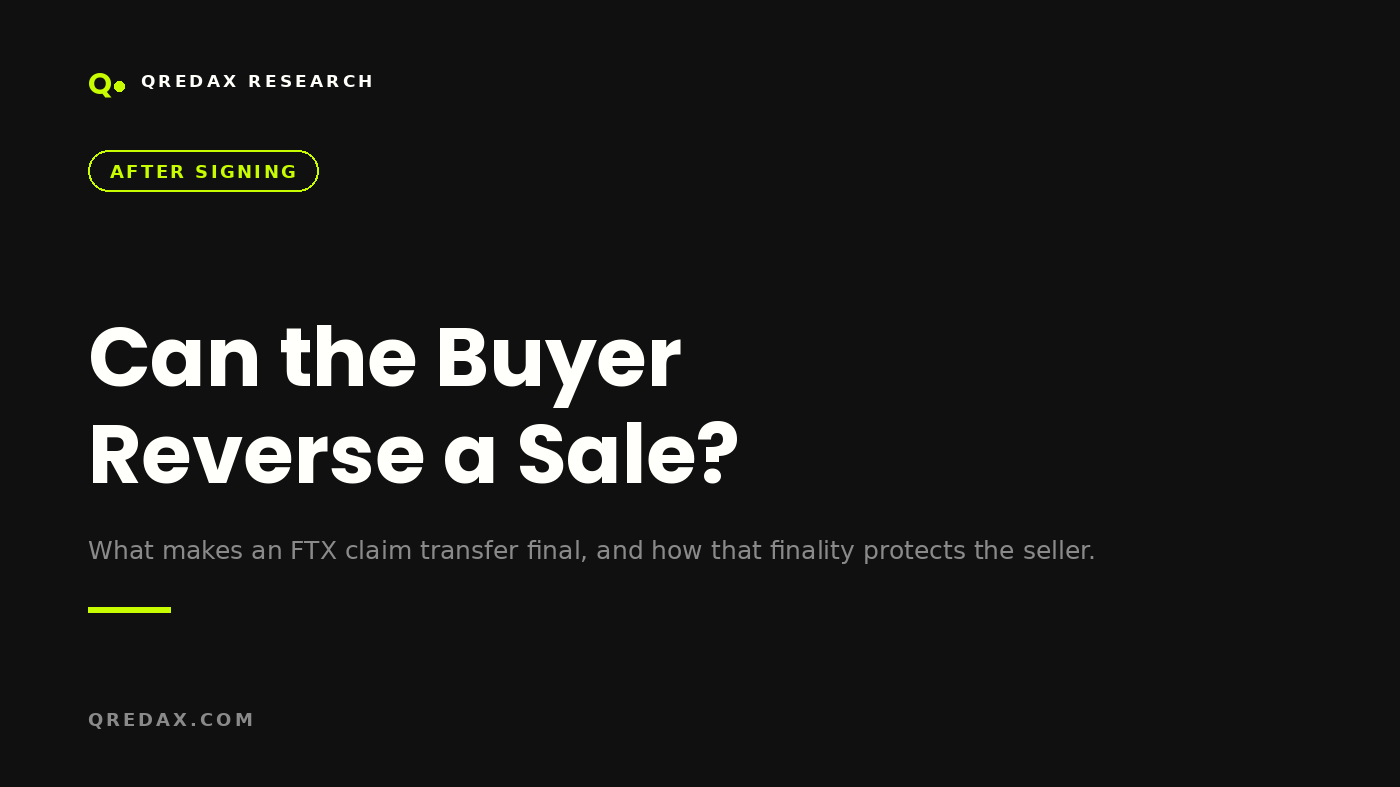 Can the Buyer Reverse an FTX Claim Sale? - Qredax Research